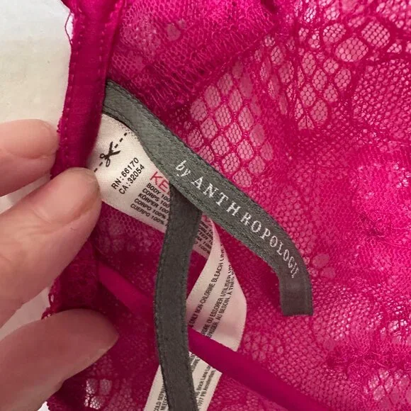 Anthropologie Sequin Lace Backless PInk Crop Top Size: XS - Picture 2 of 10